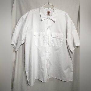 MENS 3XL DICKIES WHITE SHORT SLEEVE BUTTON FRONT 2 POCKET UNIFORM WORK SHIRT